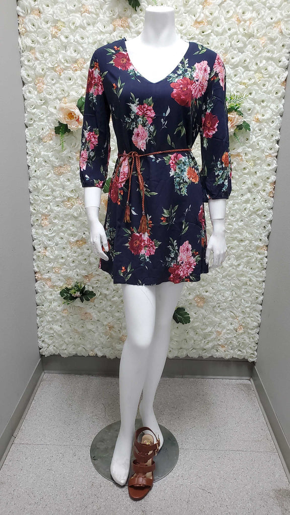 3/4 Sleeve Belt Dress 9887