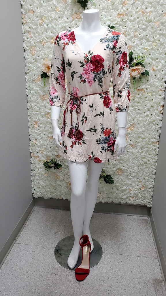 3/4 Sleeve Belt Dress 9887