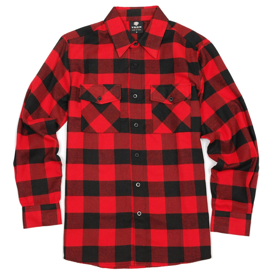 Yago Flannel Long Sleeve Shirt Red/Black B7