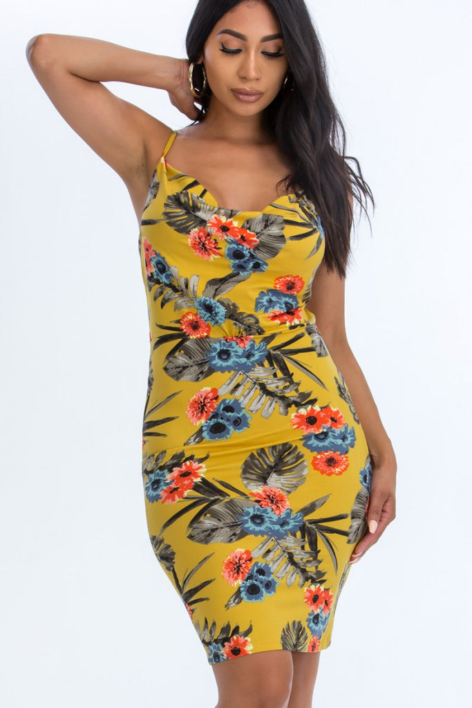Spaghetti Strap Tropical Dress (FINAL SALE)