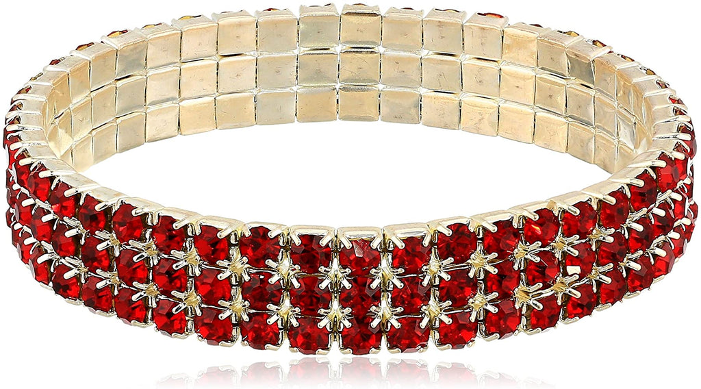 Elastic 3 Row Rhinestone Bracelet Gold