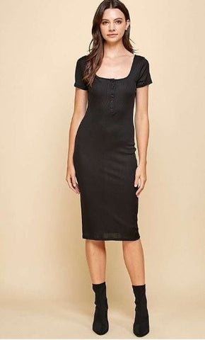 Button Down Rib Midi Dress 46908