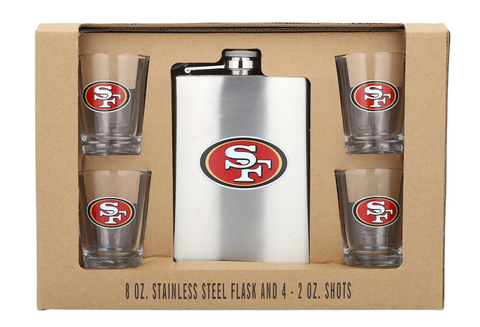 SF 49ers Flask & Shot Glasses Set (5pcs)