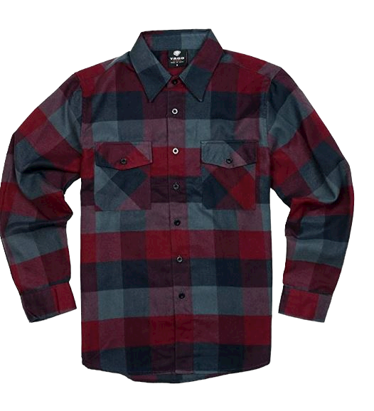 Yago Flannel Long Sleeve Shirt Burgundy/Charcoal 5