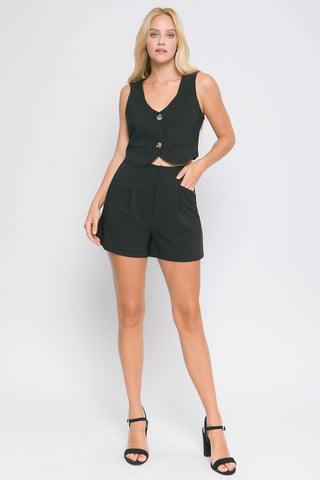 Pleated Woven Shorts Love Tree 6826