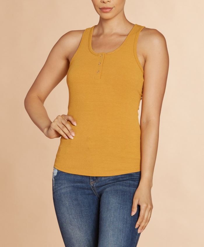 Ribbed Three Button Tank Top