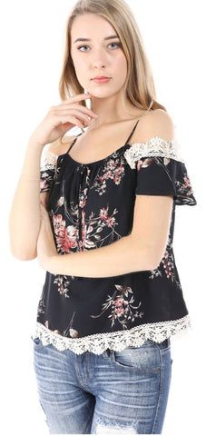 Peach Floral Off Shoulder Plus Size Top