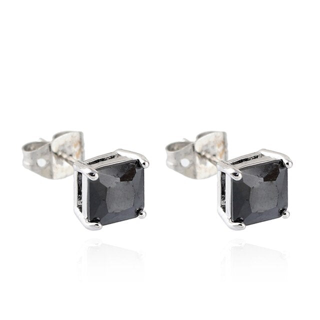 Cubic Zirconia Square Stud Earrings