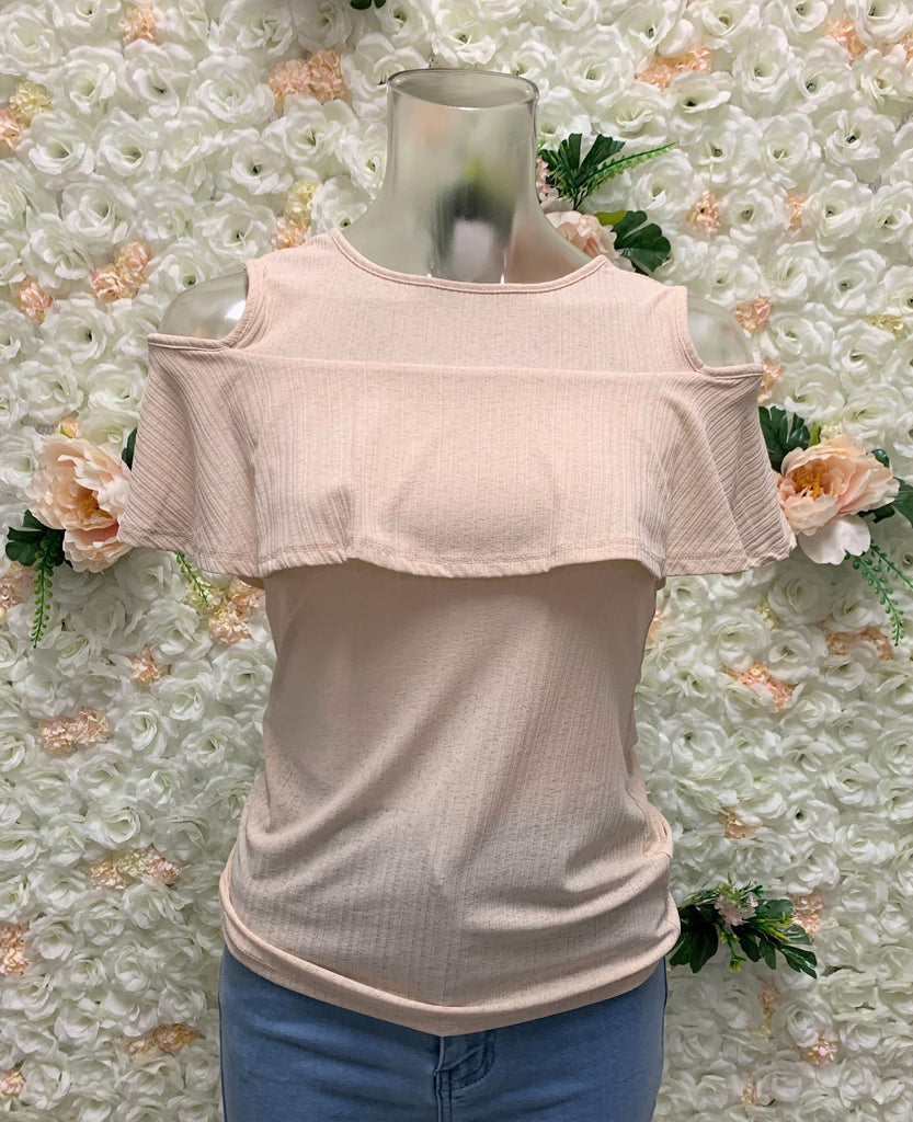 Open Shoulder Ruffle Top (FINAL SALE)