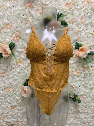 V Neck Lace Down Bodysuit IFashion F127