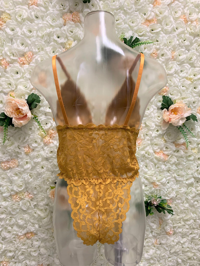 V Neck Lace Down Bodysuit IFashion F127