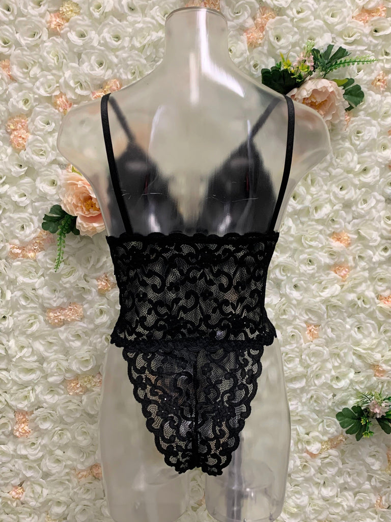 Metal Hoop Detail Lace Bodysuit