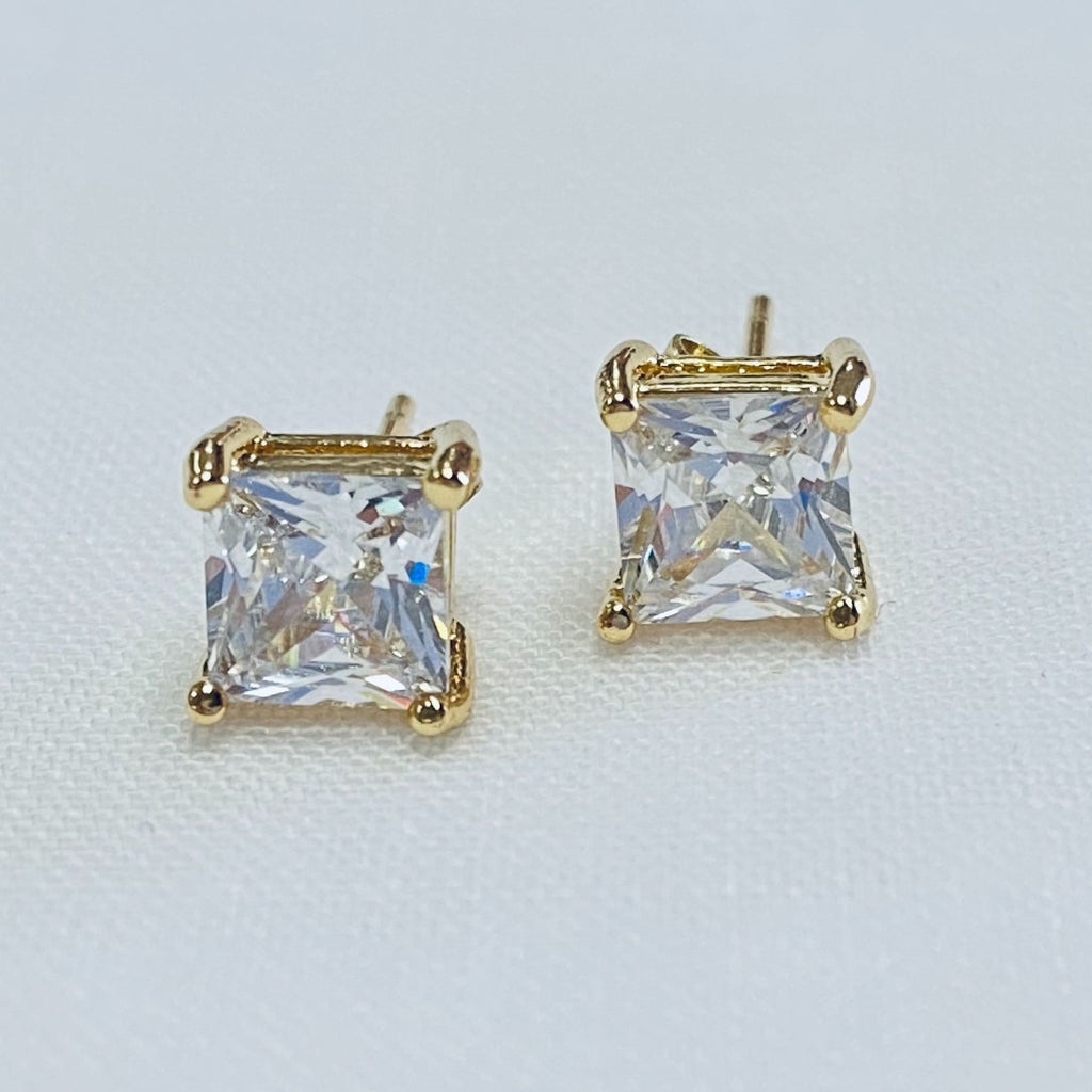 Cubic Zirconia Square Stud Earrings