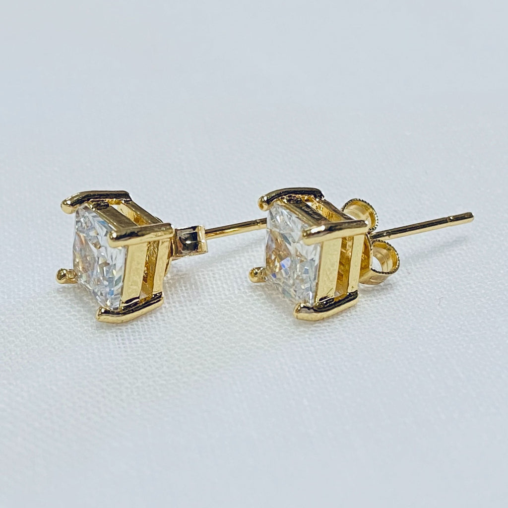 Cubic Zirconia Square Stud Earrings