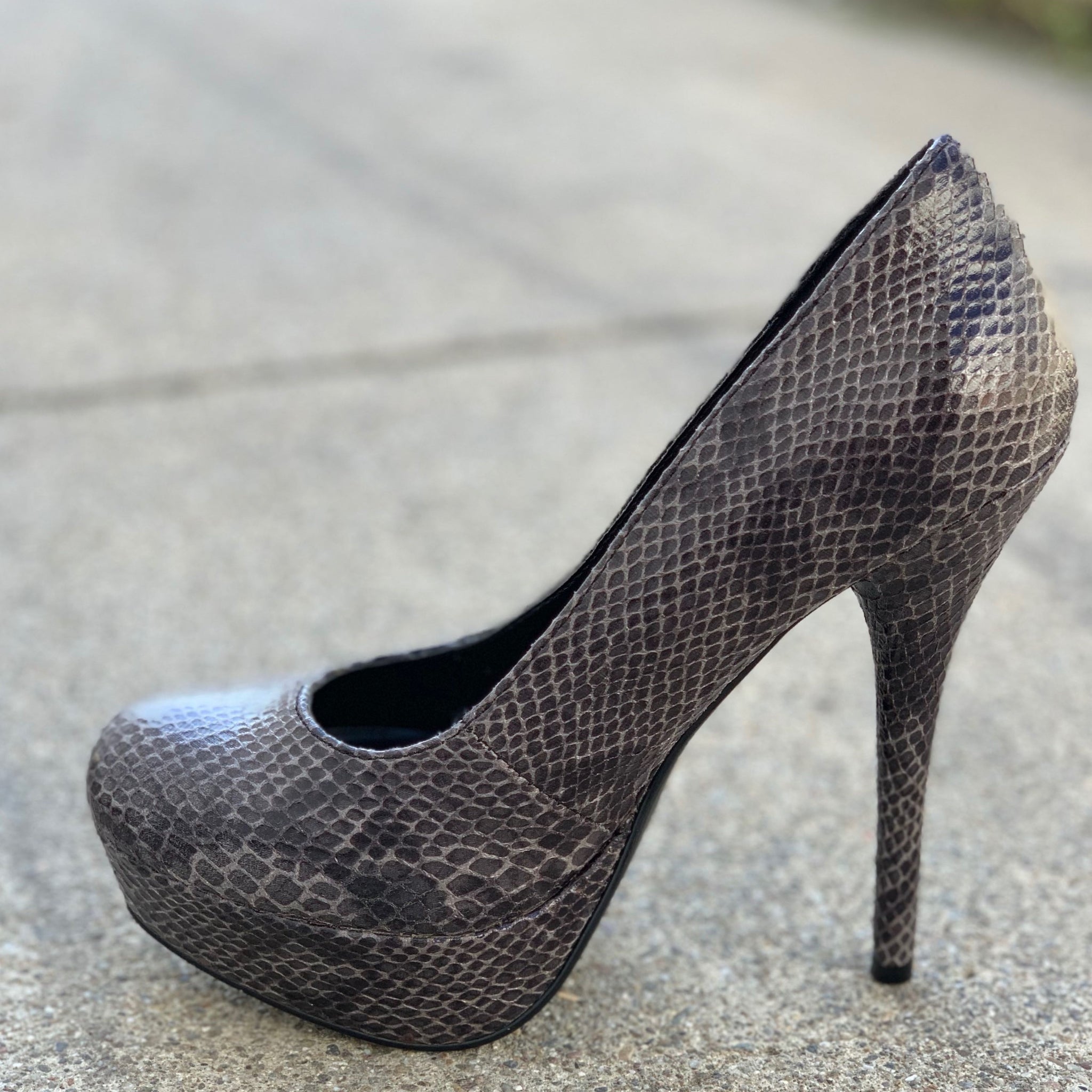 Jones Gray Snake Print Heel (FINAL SALE) - Craze Fashion