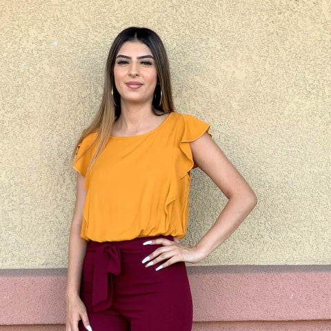 Ruffle Shoulder Smocking Top (FINAL SALE)