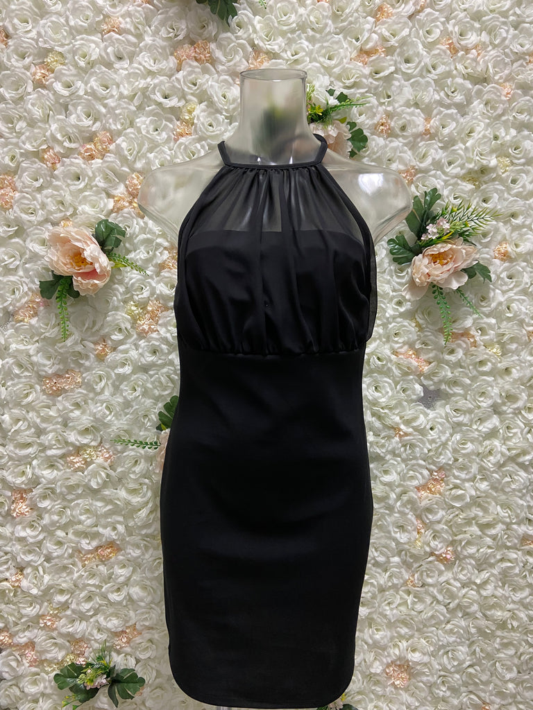 Techno Chiffon Contrasted Rushed Dress 3072 ( FINAL SALE )