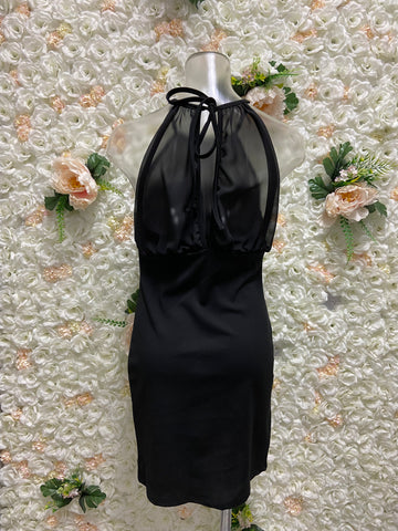 Techno Chiffon Contrasted Rushed Dress 3072 ( FINAL SALE )