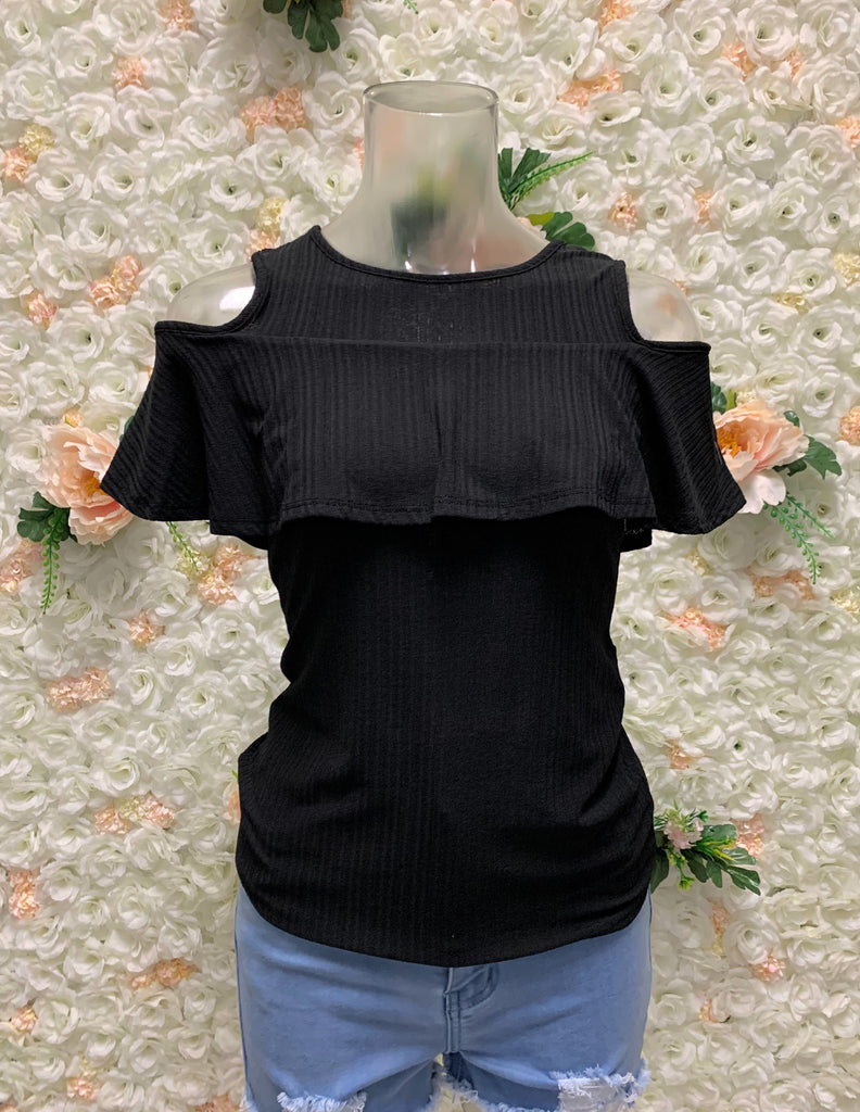 Open Shoulder Ruffle Top (FINAL SALE)