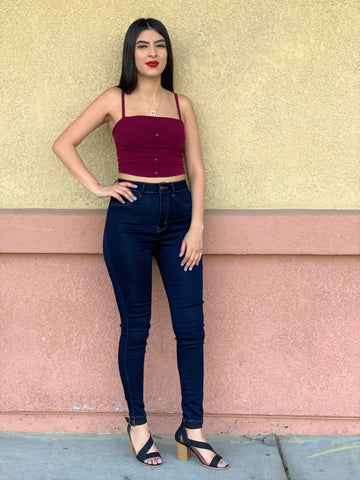 Dark Blue High Waist Skinny Jeans (FINAL SALE)