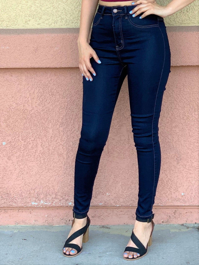 Dark Blue High Waist Skinny Jeans (FINAL SALE)
