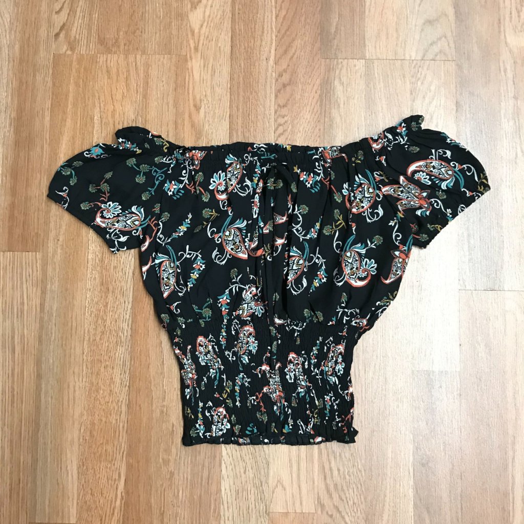 Floral Paisley Off Shoulder Smocking Top