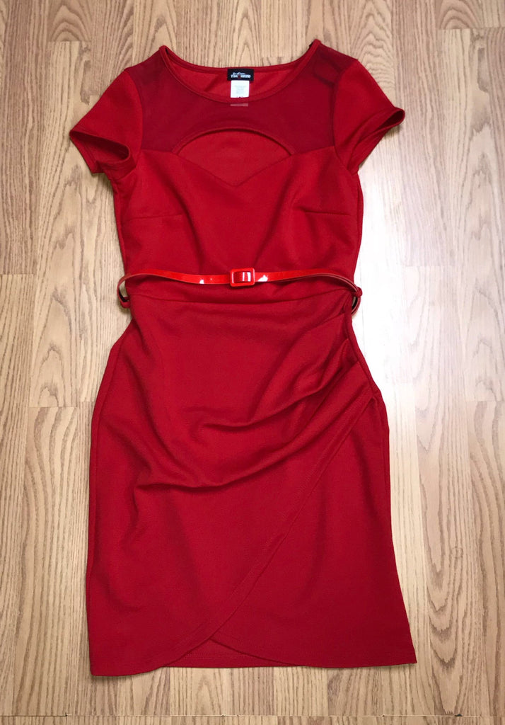 Mesh Detail Dress w/ Belt (FINAL SALE)