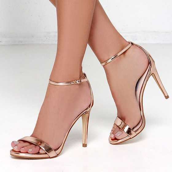 Gold Pearl Metal Chain Ankle Strap Open Toe High Heel Sandals – Onlymaker