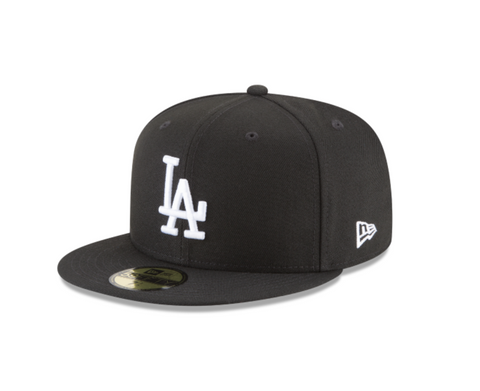 LA Dodgers Black White Fitted Cap