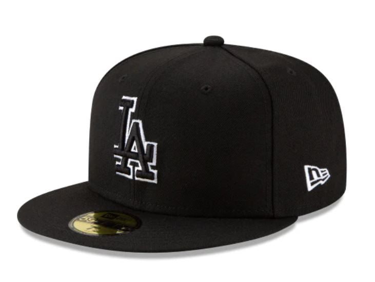 LA Dodgers Black Outline Fitted Hat