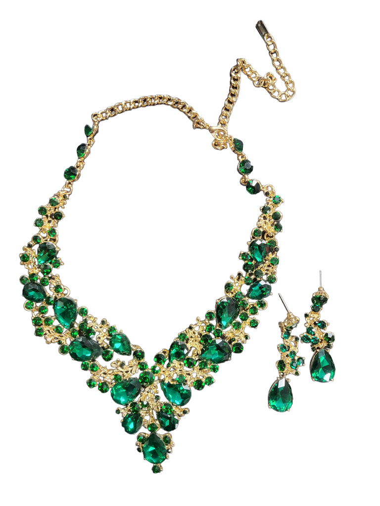 Rhinestone Necklace & Earrings Set 0058