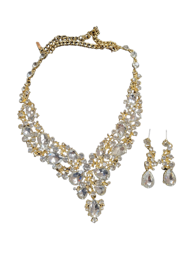 Rhinestone Necklace & Earrings Set 0058