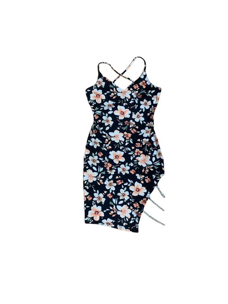 Floral Rhinestone Chain Dress 3641