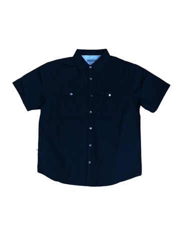 Solid Short Sleeve Button Up Ablanche 8AS138
