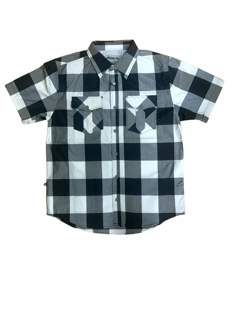 Plaid Short Sleeve Button Up Ablanche 8AS203
