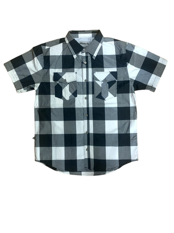 Plaid Short Sleeve Button Up Ablanche 8AS203