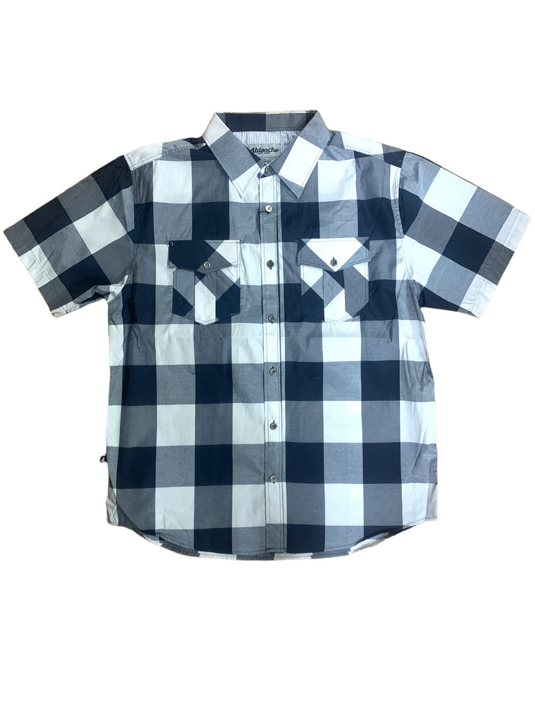 Plaid Short Sleeve Button Up Ablanche 8AS203