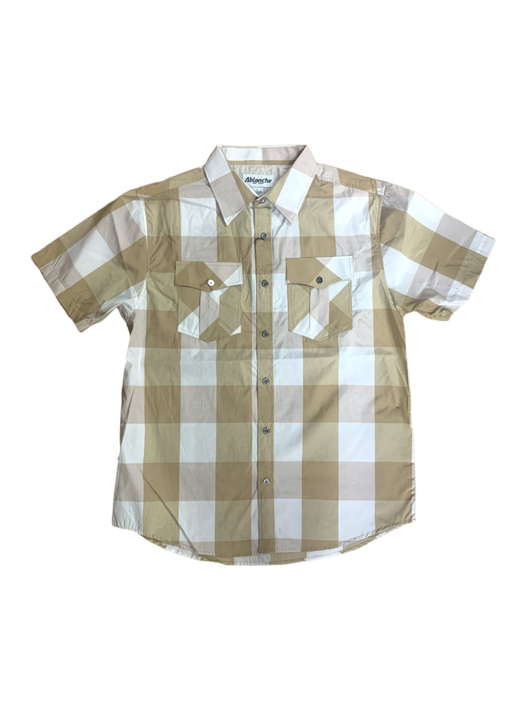 Plaid Short Sleeve Button Up Ablanche 8AS203