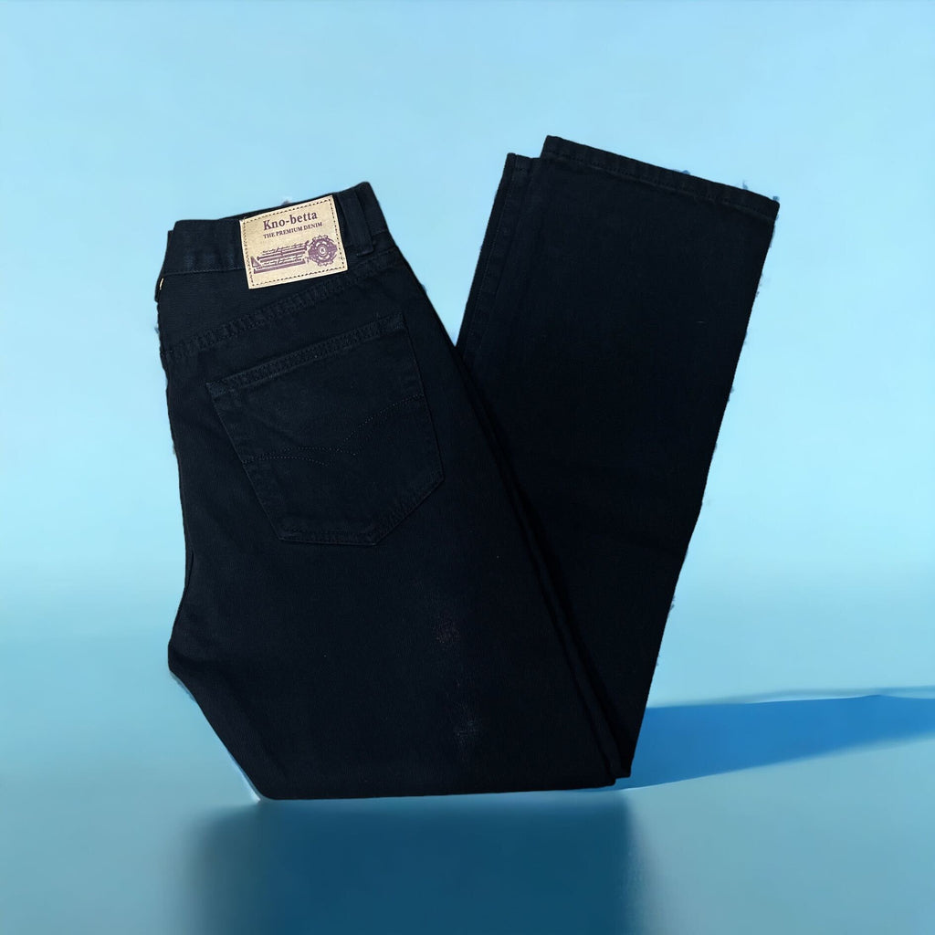 Knobetta Denim Pants Streight Leg Solid Black