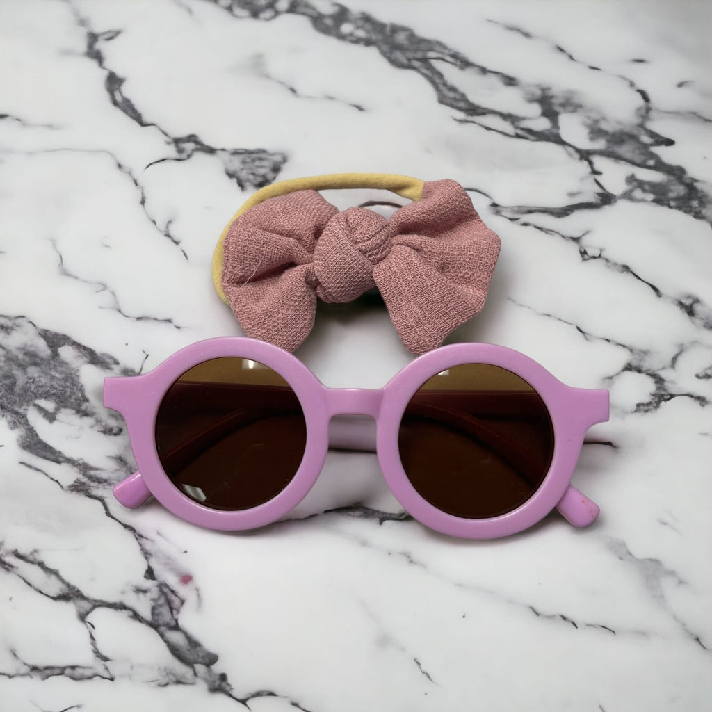 Children Retro Sunglasses & Bow Set
