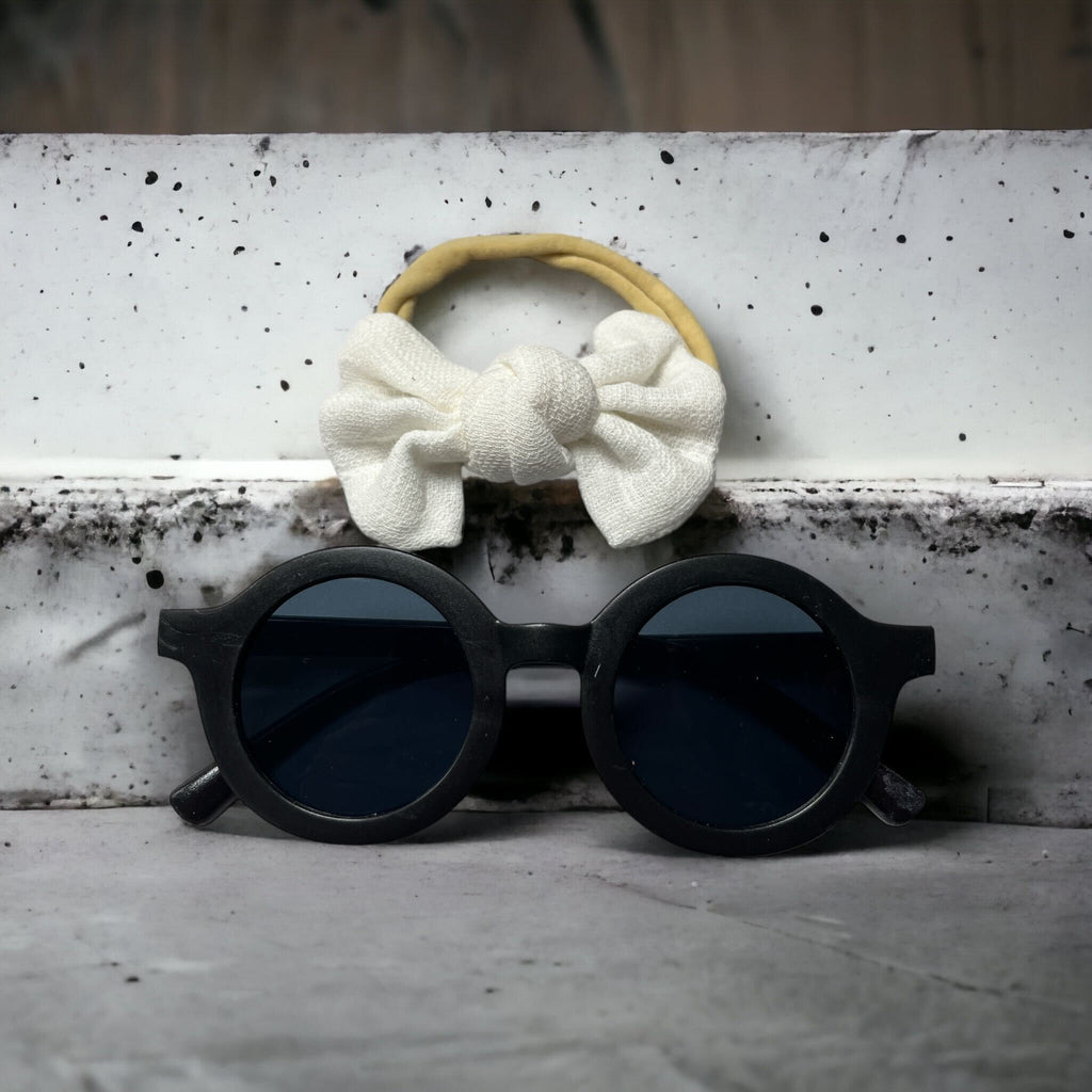 Children Retro Sunglasses & Bow Set