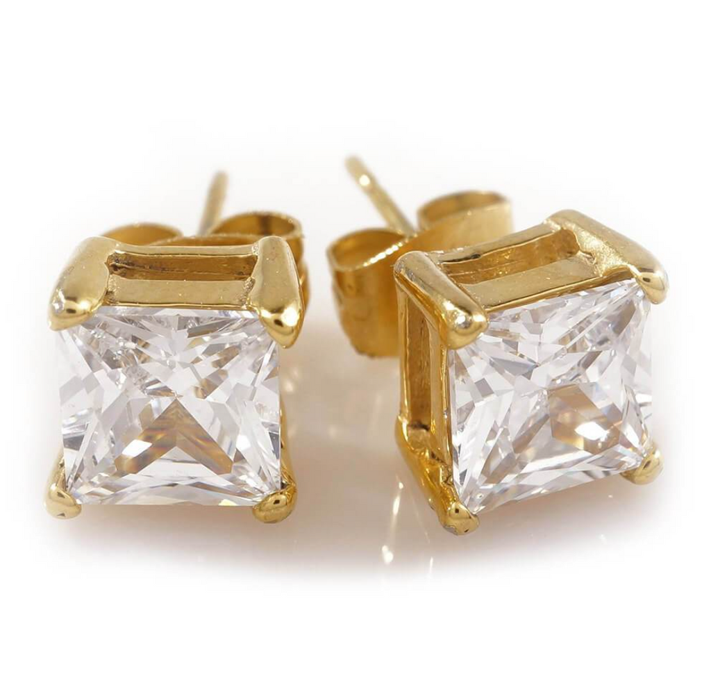 Cubic Zirconia Square Stud Earrings