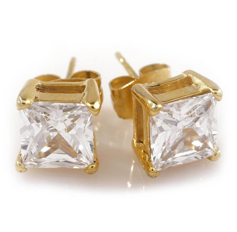 Cubic Zirconia Square Stud Earrings