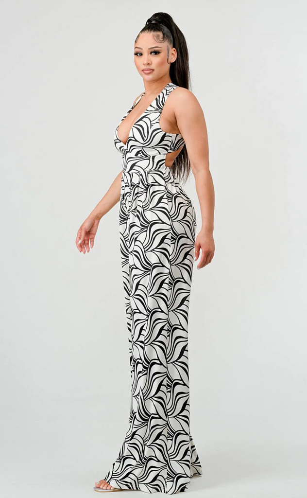 Leaf Print Jumpsuit 10739B ( FINAL SALE )