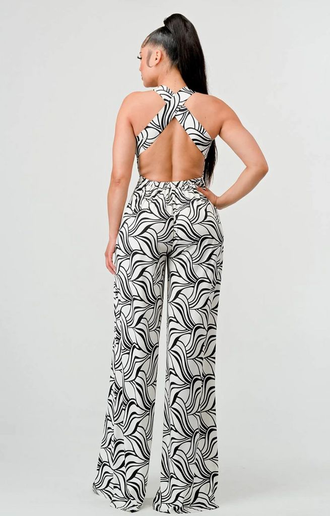 Leaf Print Jumpsuit 10739B ( FINAL SALE )