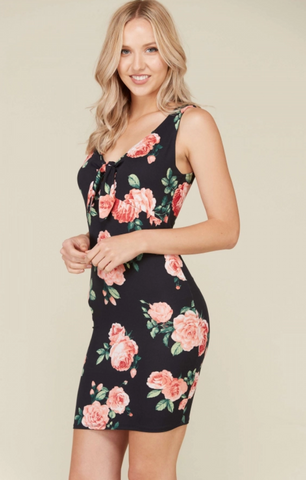 Front Tie Floral Print Dress H&H 32346