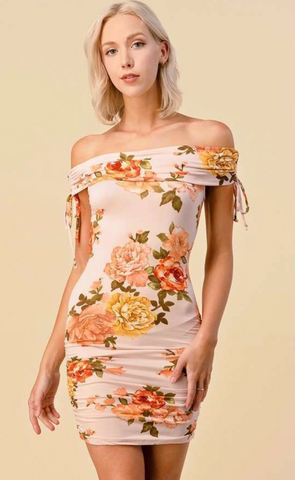 Off-Shoulder Floral Print Dress H&H 32464