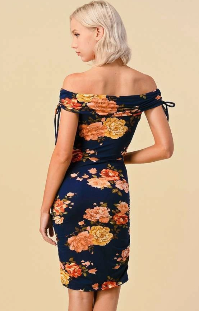 Off-Shoulder Floral Print Dress H&H 32464