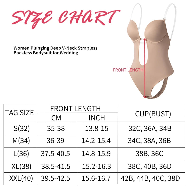 Invisible Bras for Women, Backless Shapewear Bodysuit Deep V-Neck Clear  Strap Low Back Bodysuit for Parties Weddings (Color : Skin, Size :  XX-Large) : : Clothing, Shoes & Accessories