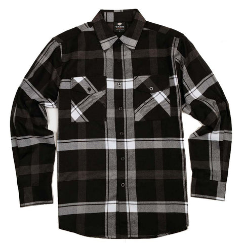 Yago Flannel Long Sleeve Shirt Black/White B1